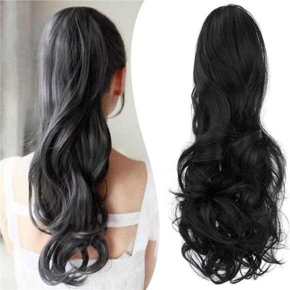 Claw Clip Ponytail Extension for Women Black